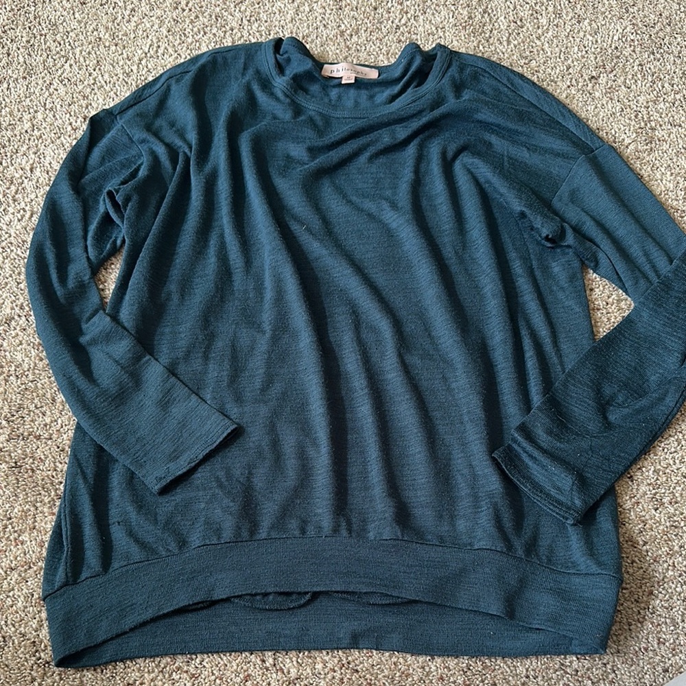 Philosophy Teal Knit Top